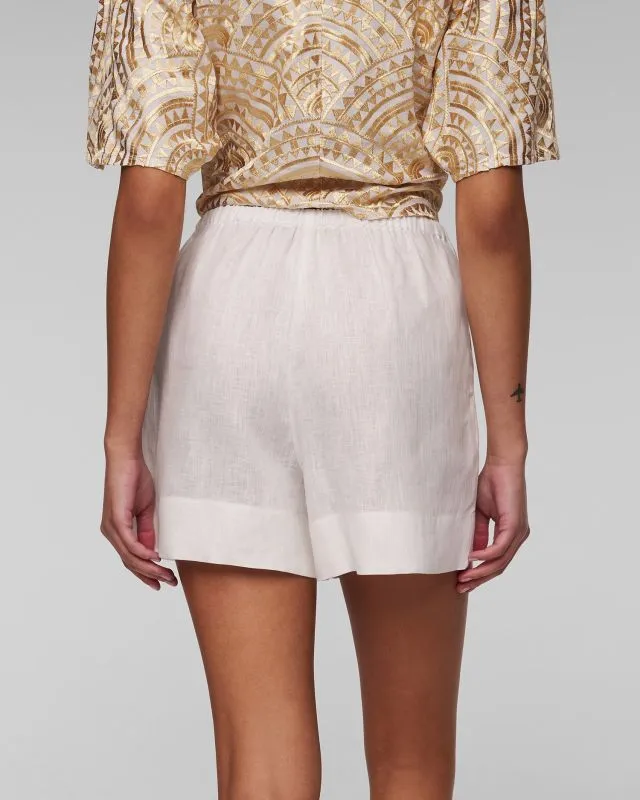 Shorts bianchi di lino da donna Kori