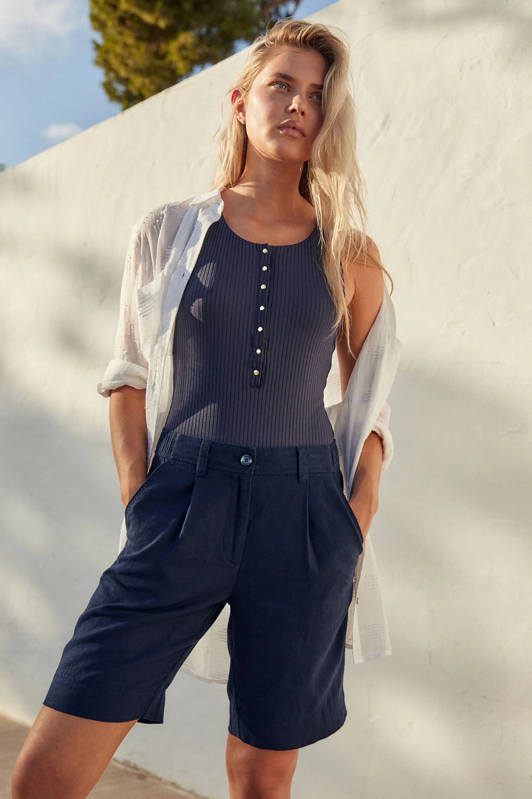Shorts Blend al ginocchio in lino