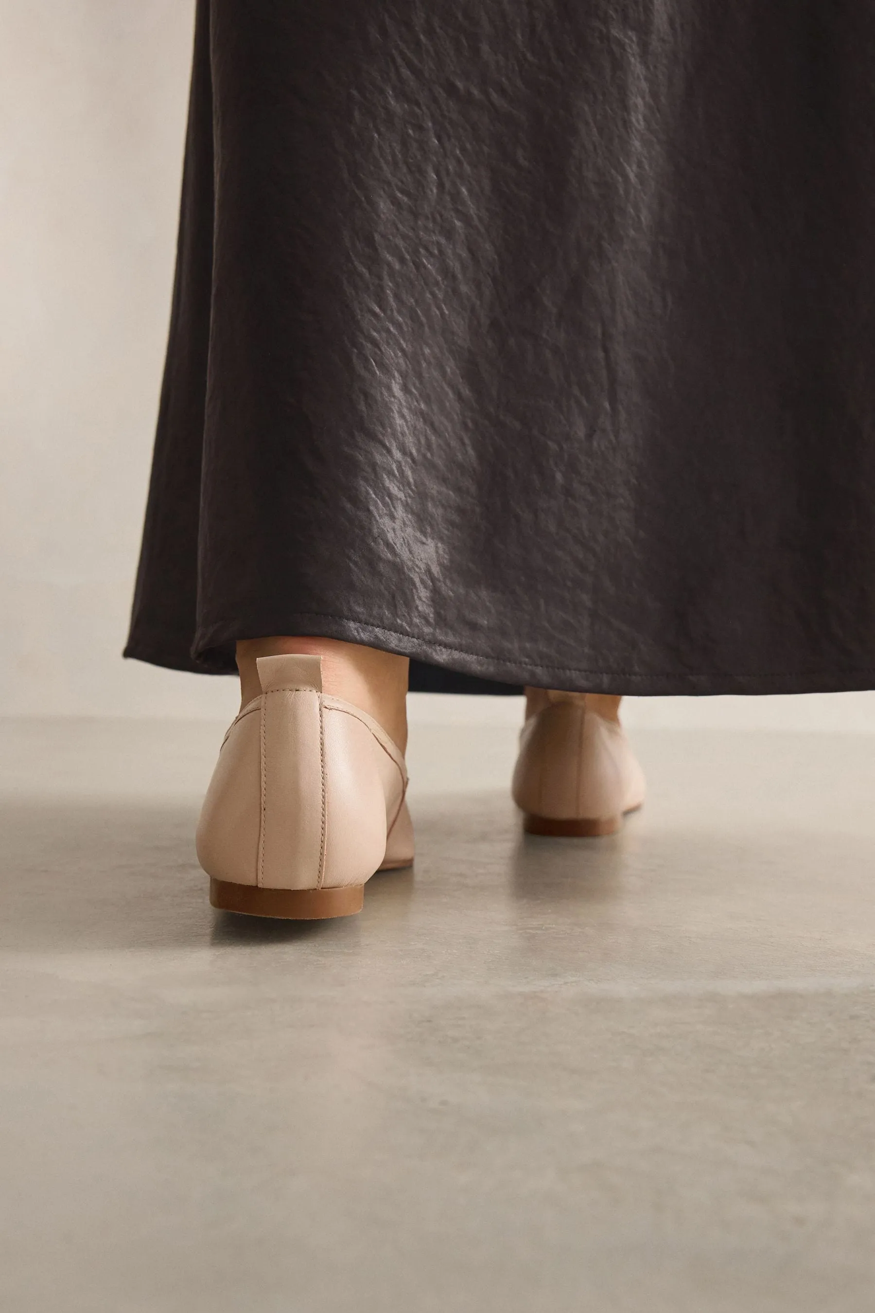 Signature - Ballerine in pelle con punta squadrata