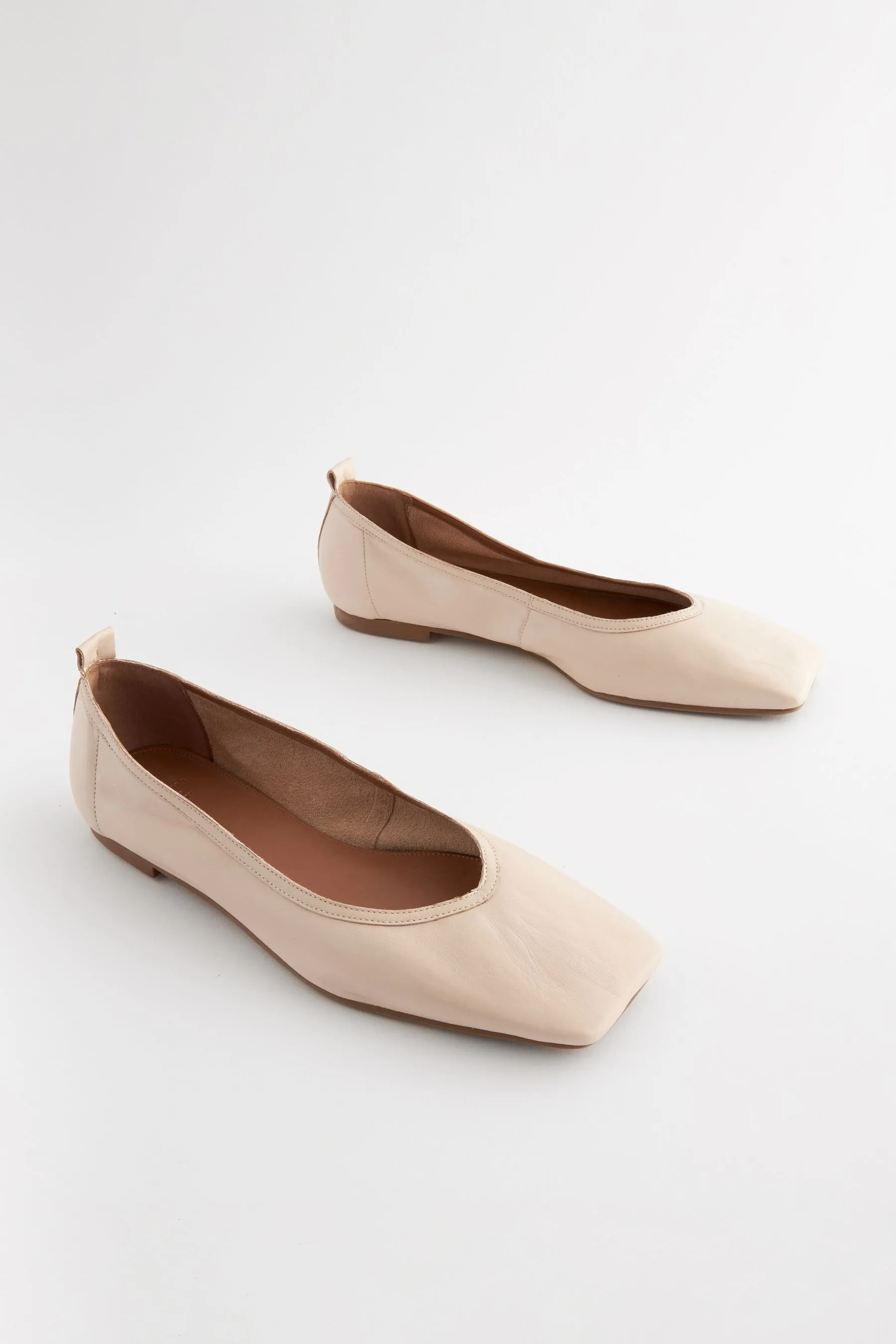 Signature - Ballerine in pelle con punta squadrata