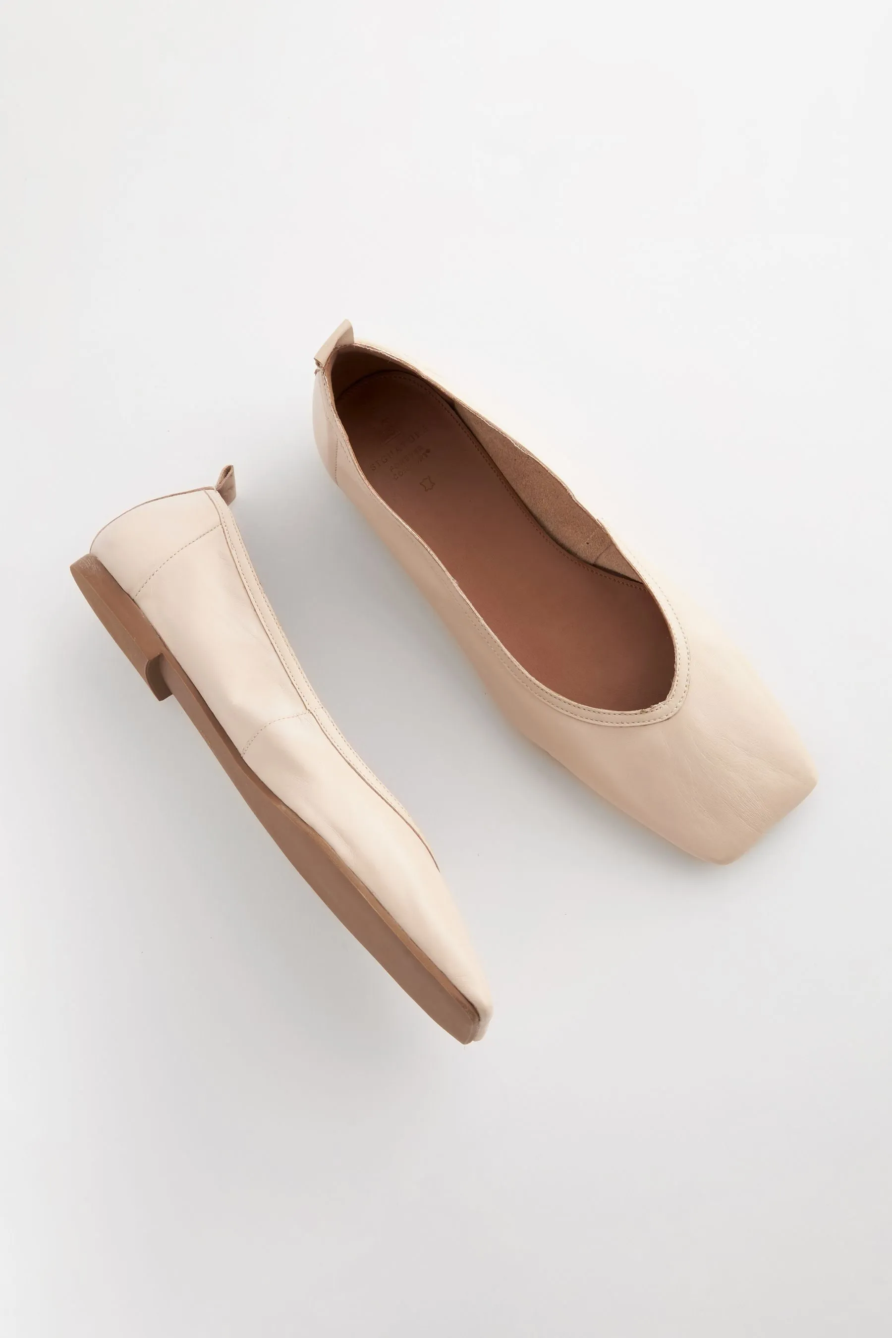Signature - Ballerine in pelle con punta squadrata