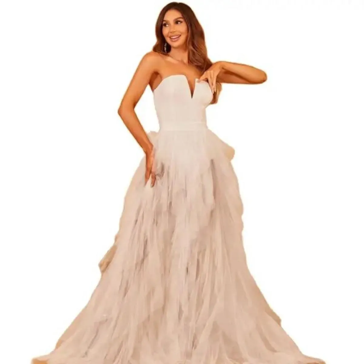 Squisito abito Quinceanera avorio A Line senza spalline in tulle Cocktail Party Abiti da festa da sera per donna 2023 Custom Mad