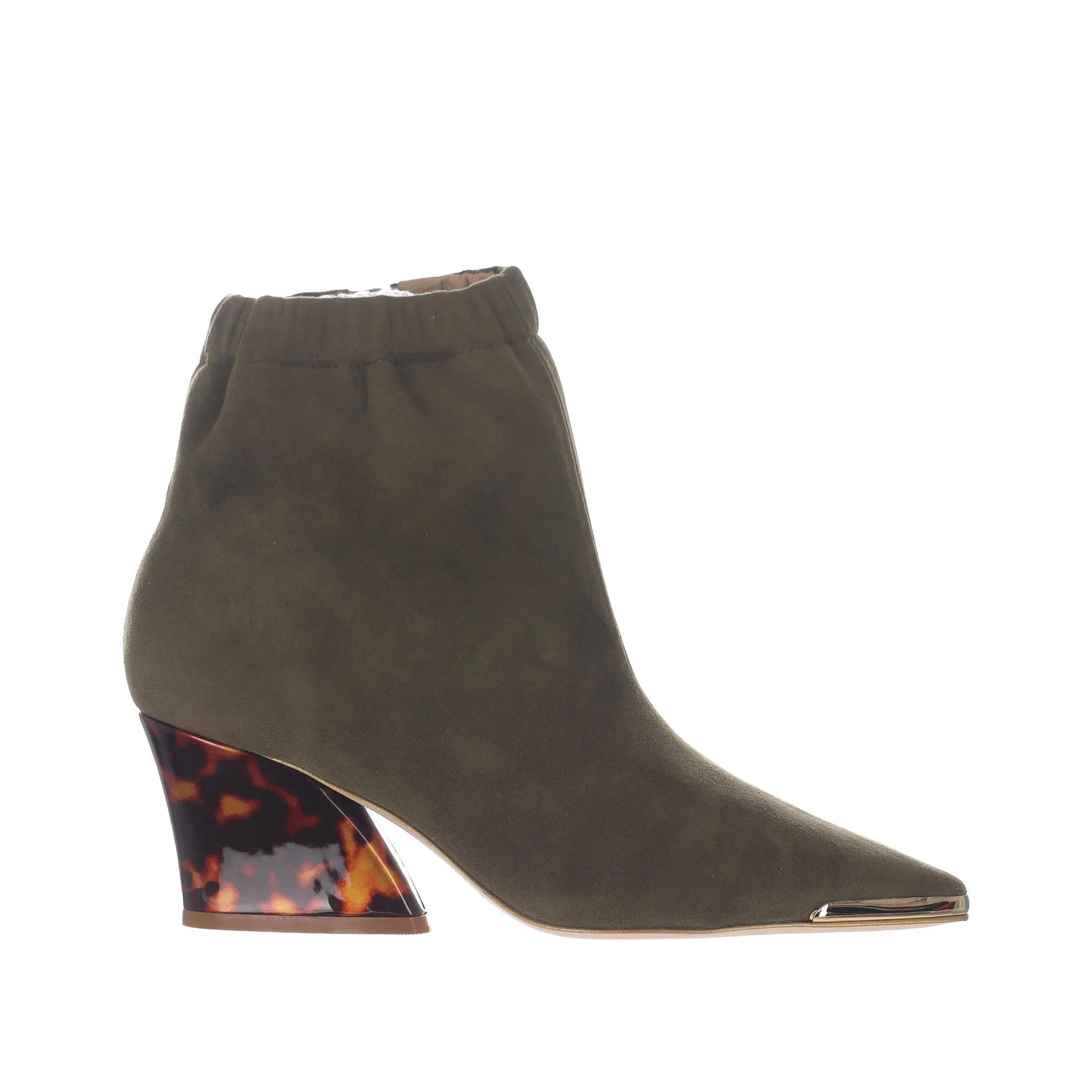 Stivaletto in camoscio con tacco tartarugato