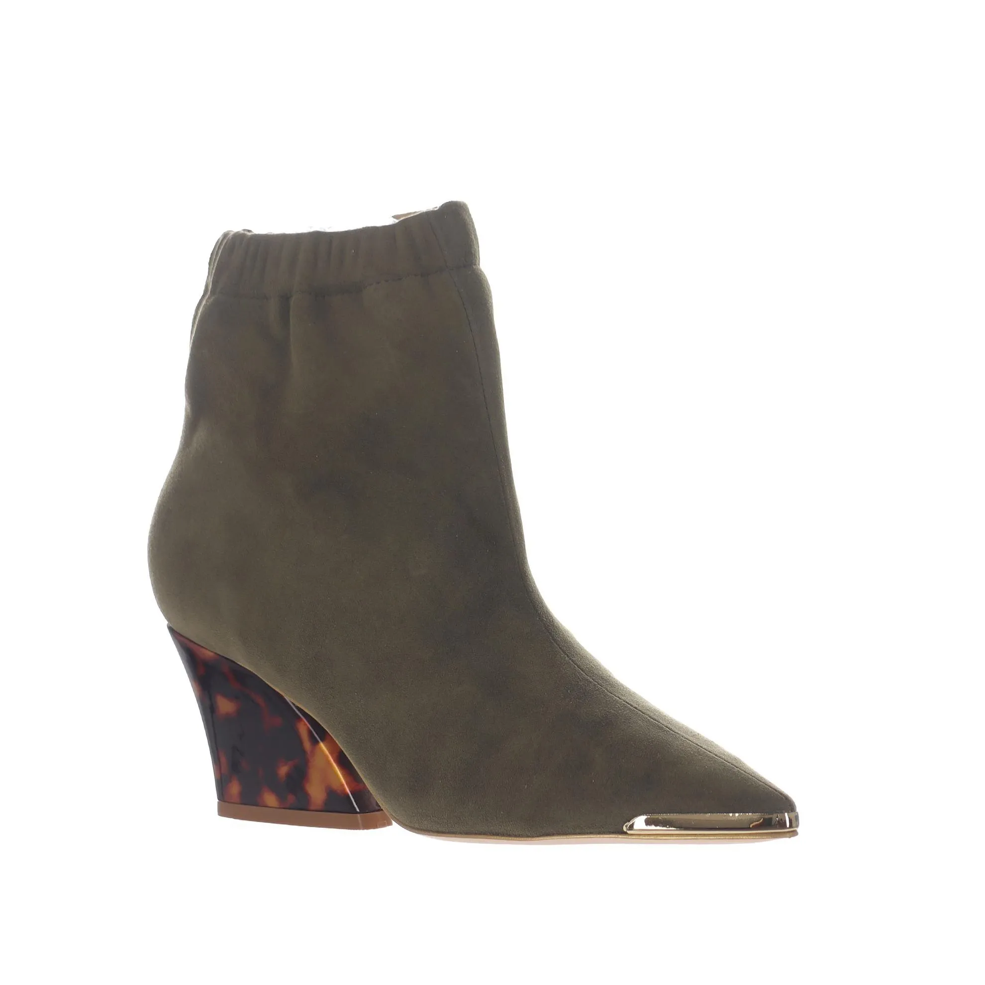 Stivaletto in camoscio con tacco tartarugato