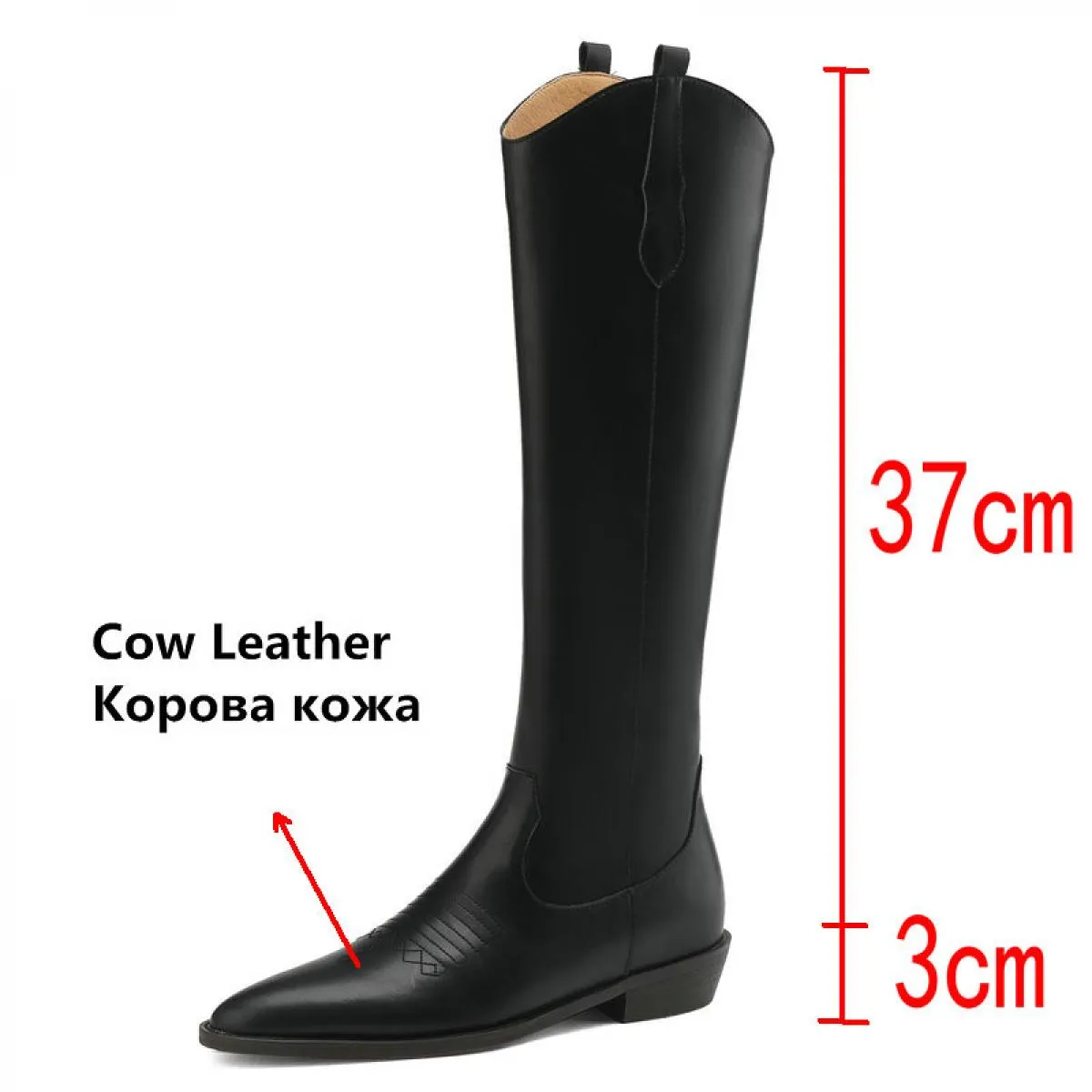 Stivali alti al ginocchio da donna in vera pelle Sweing Moda popolare concisa autunno inverno scarpe a punta con tacco basso spe
