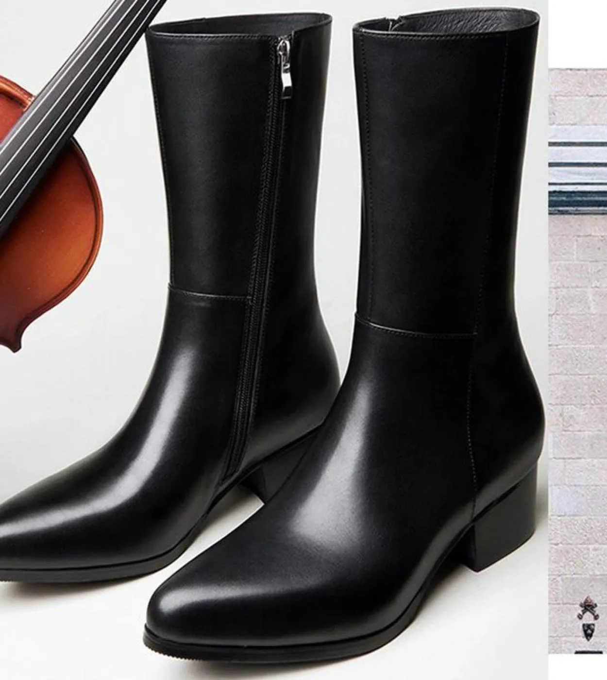 Stivali caldi da uomo invernali con tacchi alti 5 cm di altezza in vera pelle di lusso 2023 New Style British Trend Designer Man
