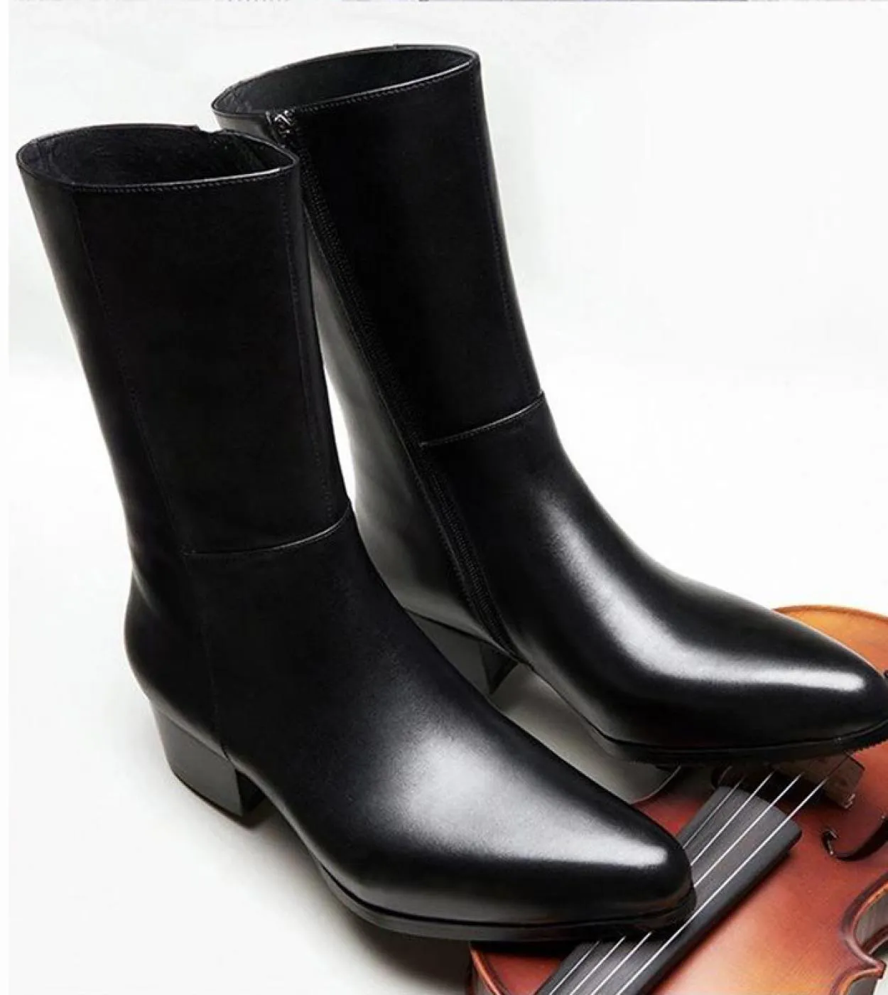 Stivali caldi da uomo invernali con tacchi alti 5 cm di altezza in vera pelle di lusso 2023 New Style British Trend Designer Man