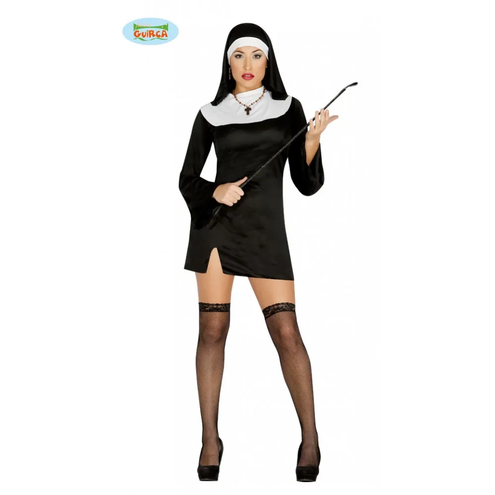 Suora Costume Sexy Monaca Travestimenti Carnevale Vestito Corto