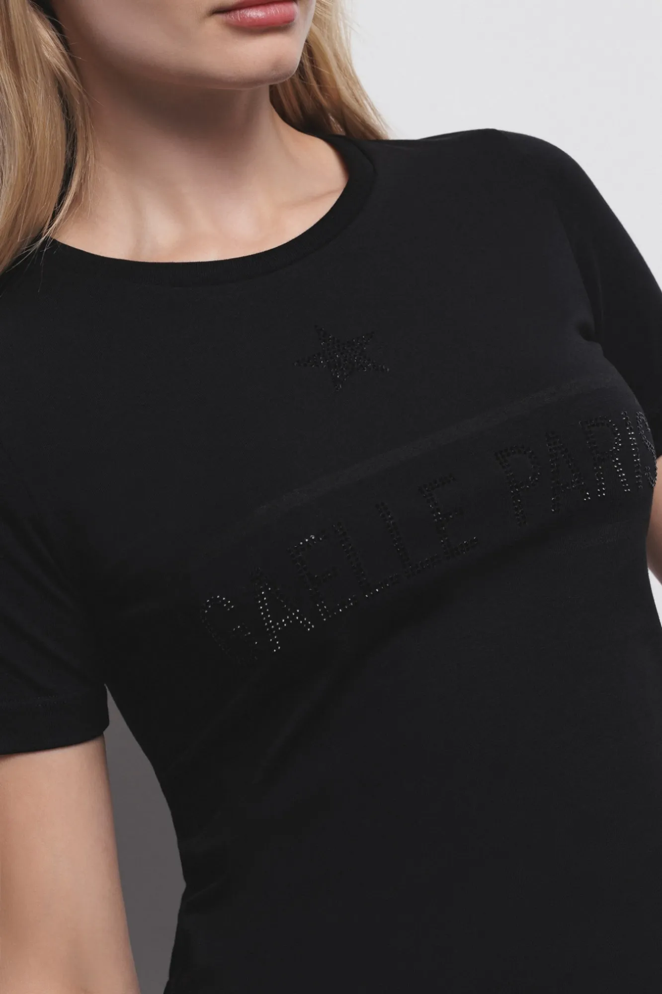 T-Shirt Mezza Manica In Jersey Nero - Gaëlle Paris