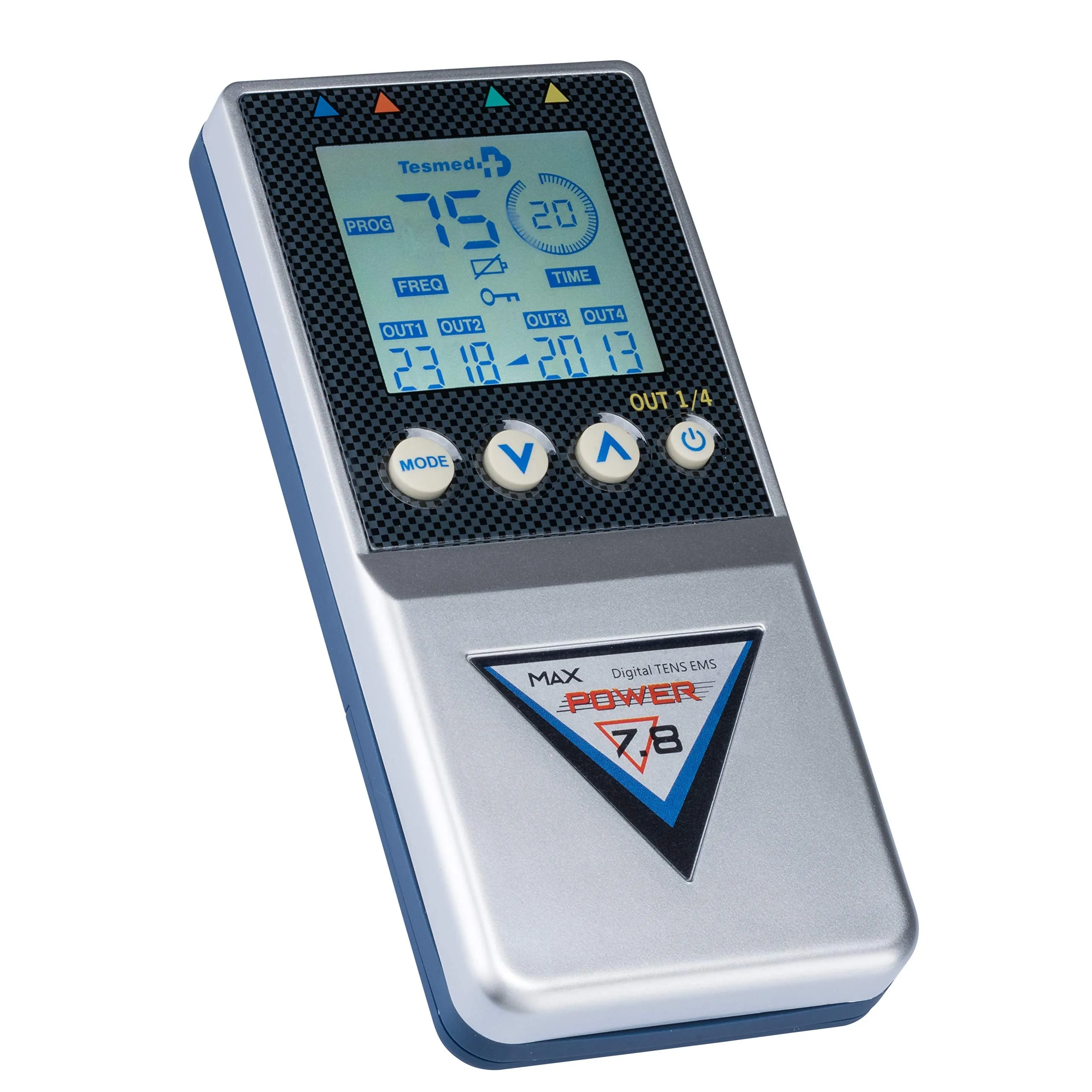 TESMED elettrostimolatore Muscolare Max 7.8 Power con 8 elettrodi- 125 tipologie di trattamenti: Addominali, potenziamento, Aume
