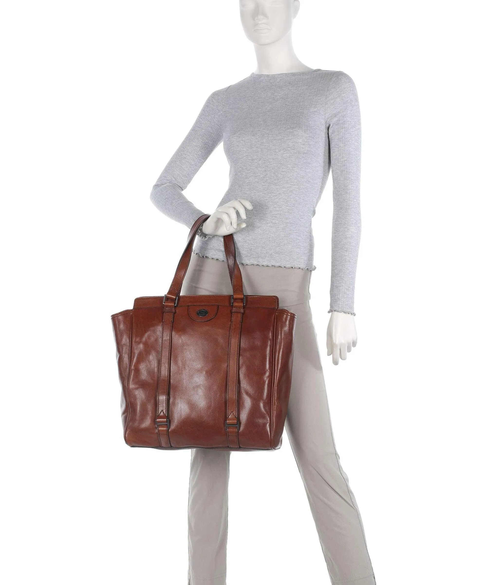  The Bridge Fabio Borsa shopper 14″ pelle di vacchetta finemente grana marrone  