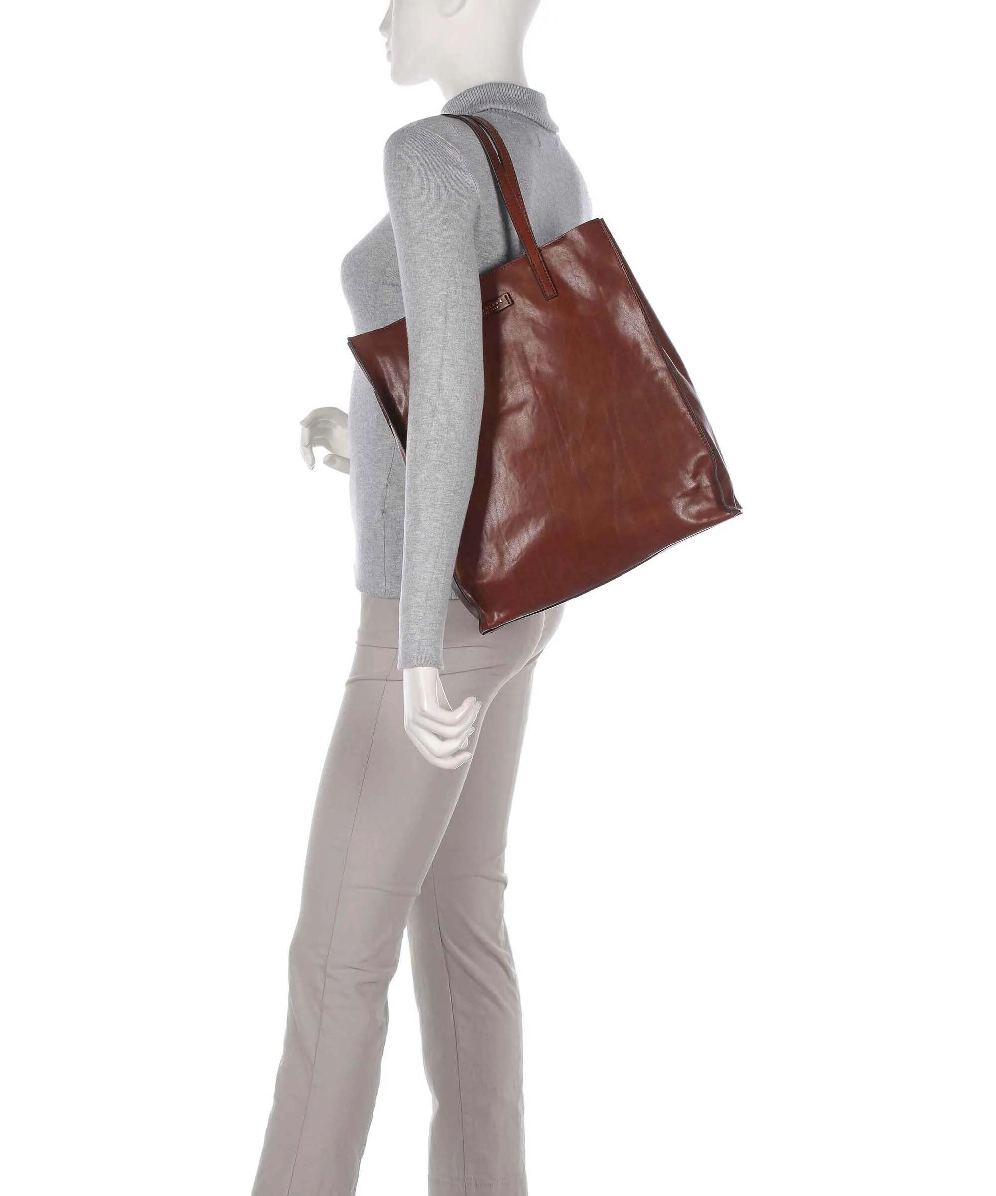  The Bridge Mirra Borsa shopper pelle di vacchetta finemente grana marrone  