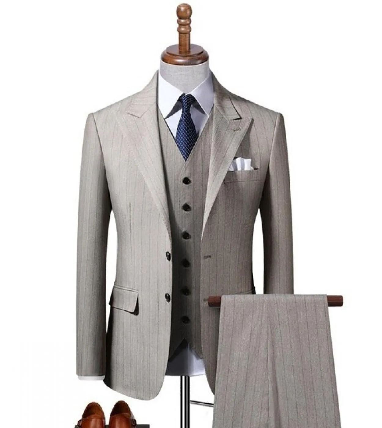 Tian Qiong Marca Stripe Abiti da sposa per uomo Slim Fit Abiti da uomo daffari Abito di lana di alta qualità Giacca formale  p