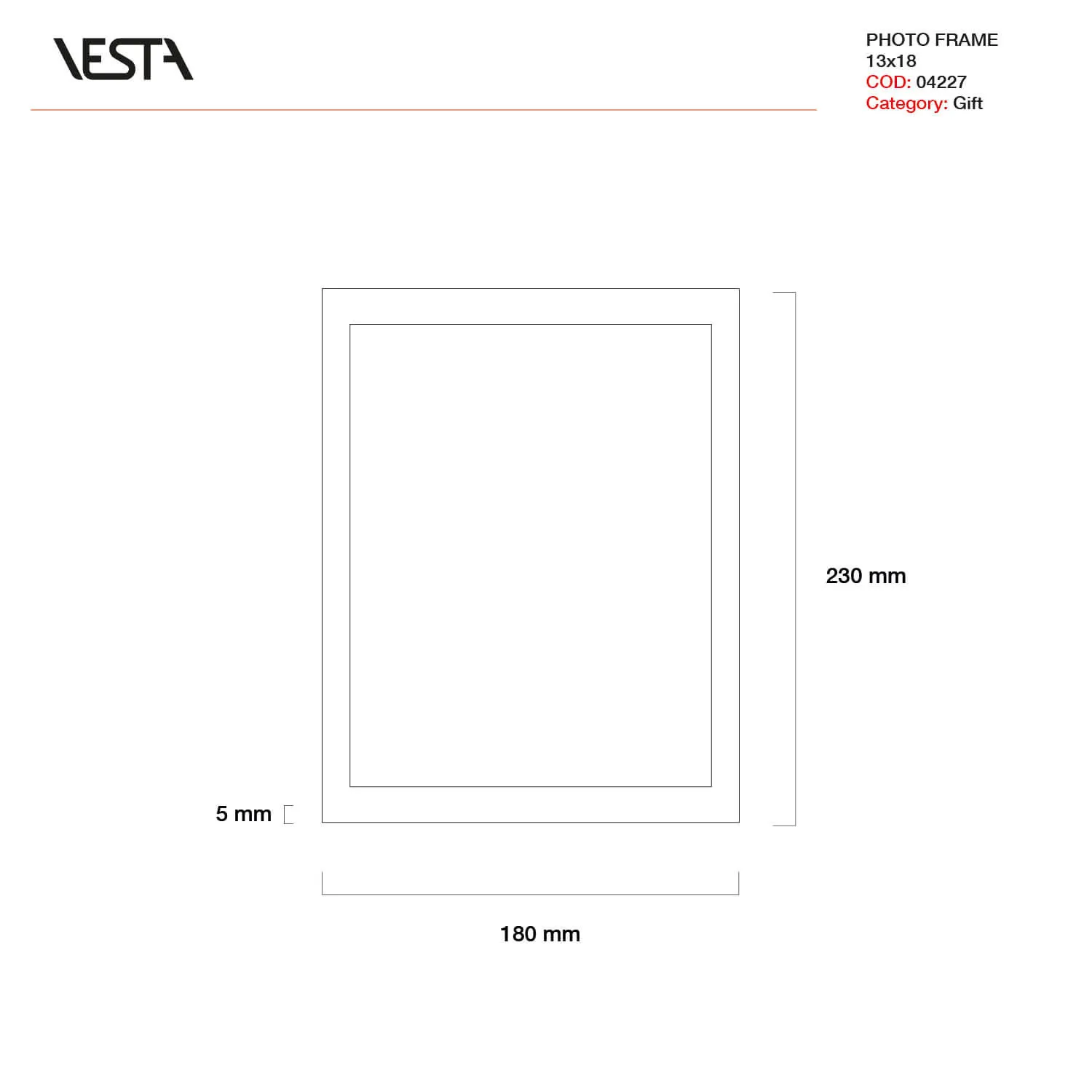 Vesta  Portafoto con cornice in plexiglass dal design moderno con decoro Rainbow Decor - 13x18