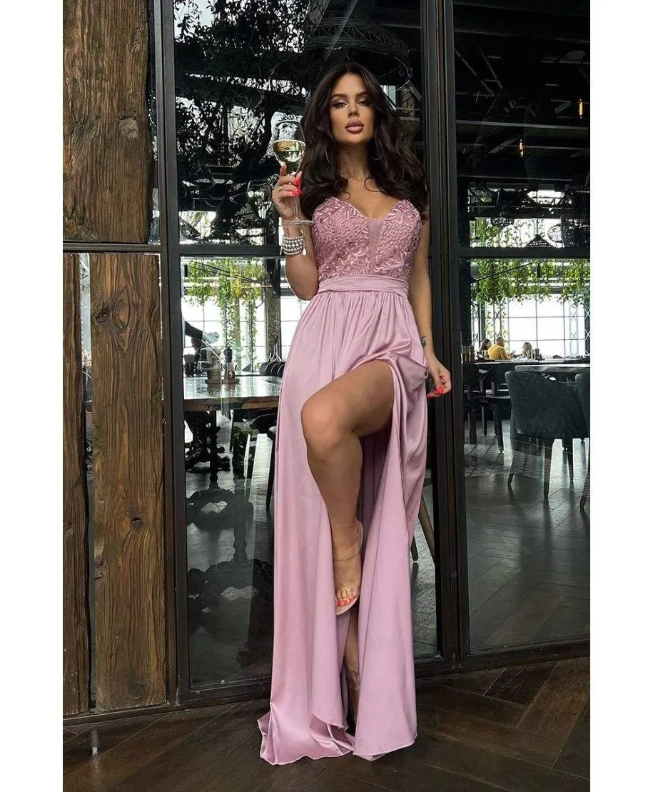 Vestito da cerimonia, rosa cipria - Con spacco
