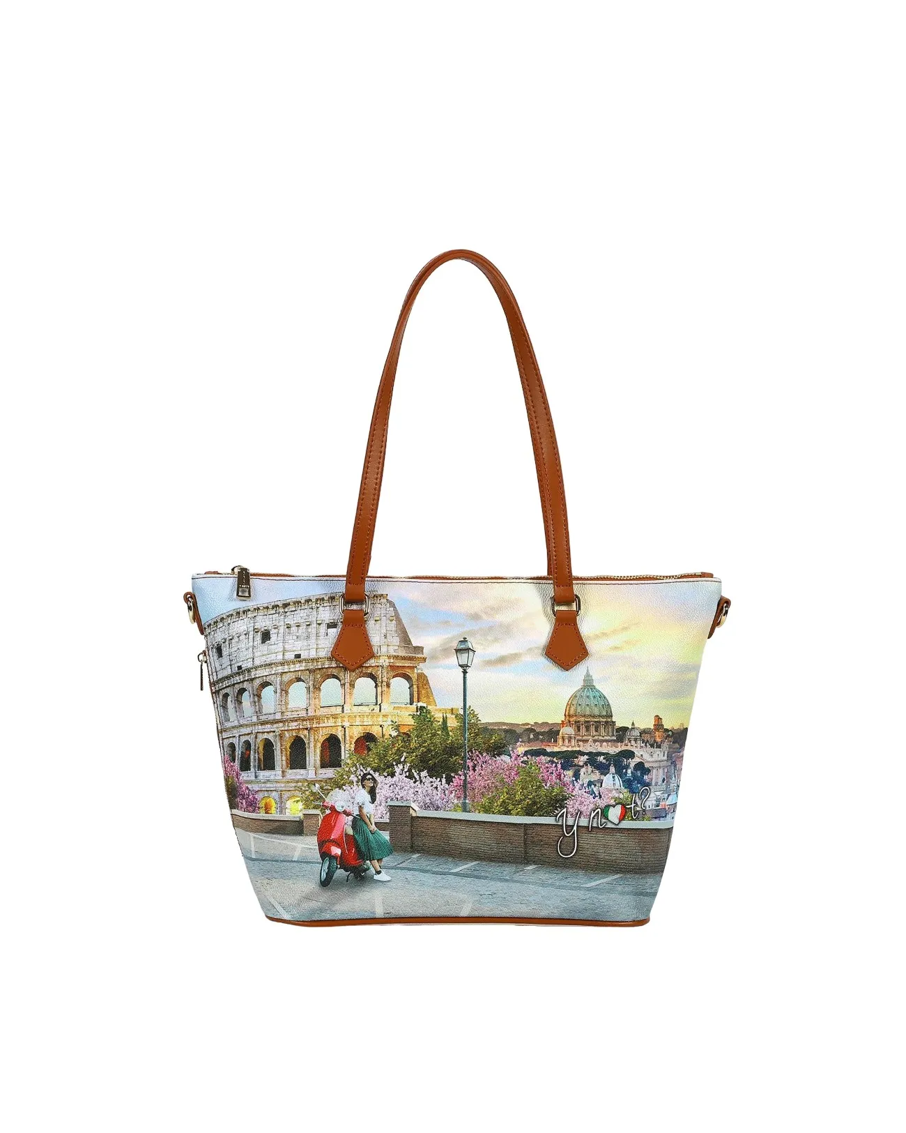 Ynot - Borsa shopping a spalla in pvc stampato Yesbag