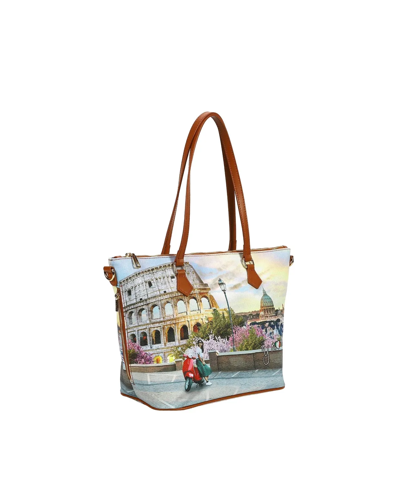 Ynot - Borsa shopping a spalla in pvc stampato Yesbag