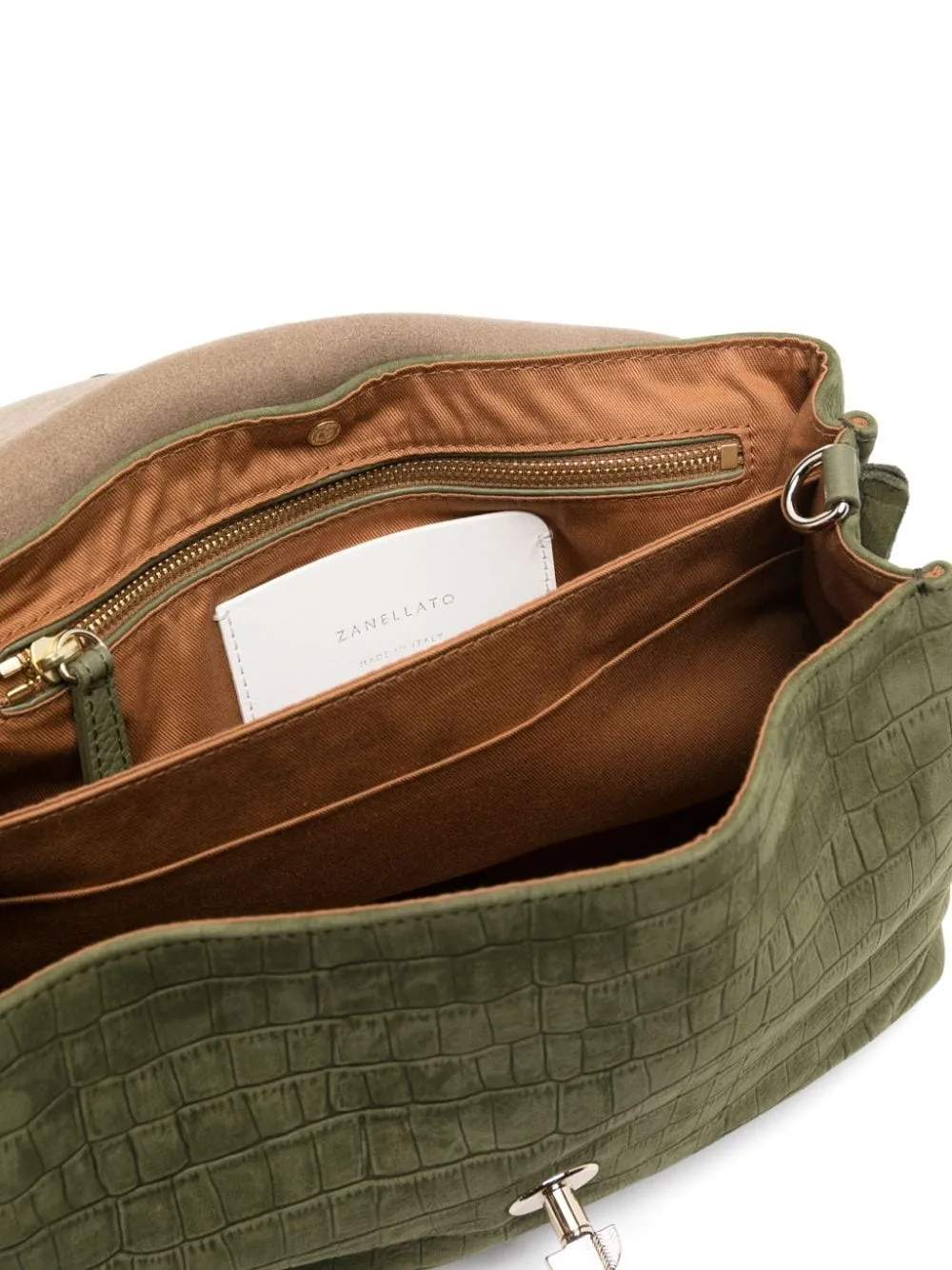 Zanellato Borsa Verde Donna Postina Jones Caiman Small
